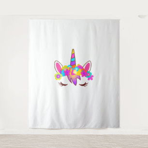 Schattigee regenboog eenhoorn gezicht Shirt Wandkleed