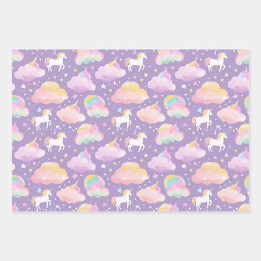 Schattigee regenboog eenhoorn magische girly verja inpakpapier vel (Voorkant 3)