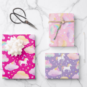 Schattigee regenboog eenhoorn magische girly verja inpakpapier vel