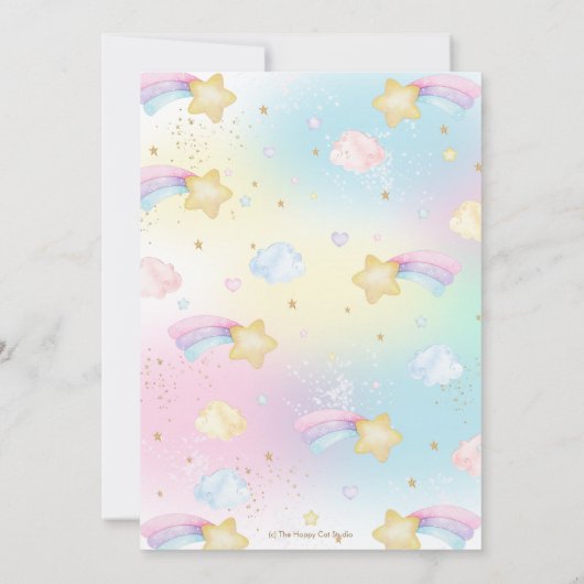 Schattigee regenboog eenhoorn meisje Baby shower Kaart (Achterkant)