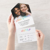 Schattigee regenboog gradiënt liefde is liefde bru all in one uitnodiging (Afscheurbaar)