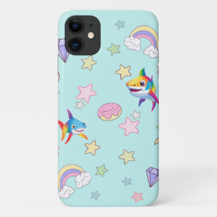 Schattigee regenboog haai verjaardag Star party Fa iPhone 11 Hoesje