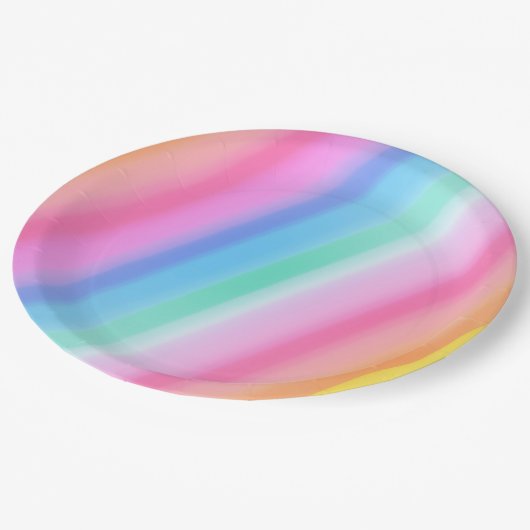 Schattigee regenboog heldere en kleurrijke verjaar papieren bordje (Gekanteld)