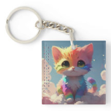 Schattigee regenboog kitten op een wolk