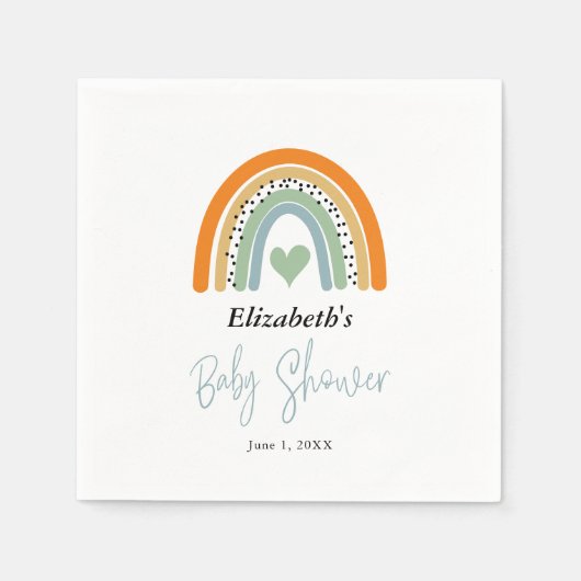 Schattigee regenboog met Heart Boy Baby shower Servet (Voorkant)