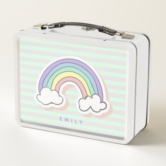 Schattigee Regenboog - Mint Groen Gestreept Kinder (Achterkant)