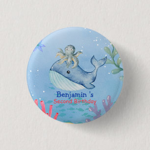 Schattigee regenboog octopus Walvis Verjaardagsfee Ronde Button 3,2 Cm