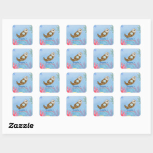 Schattigee regenboog Otter Scallops Verjaardagsfee Vierkante Sticker