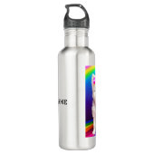 Schattigee regenboog puppy gepersonaliseerd waterfles  (Achterkant)