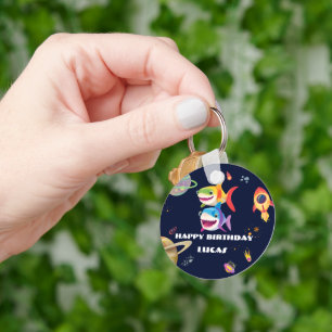 Schattigee regenboog Shark Galaxy Rocket verjaarda Sleutelhanger