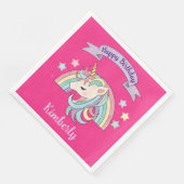 Schattigee Regenboog & Sparkly Eenhoorn Heet Roze  Servet (Hoek)