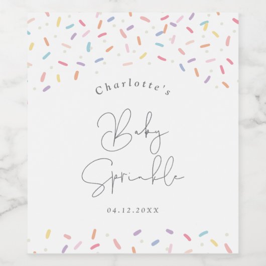 Schattigee regenboog strooit Baby strooidouche Wijn Etiket (Enkel label)