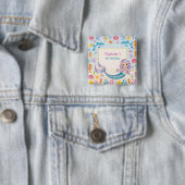 Schattigee regenboog zeemeermin vis haai walvis Ve Vierkante Button 5,1 Cm (In situ)