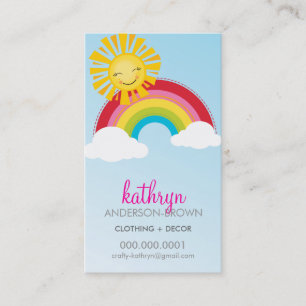 SCHATTIGEE REGENBOOG + ZON LOGO kleurrijke heldere Visitekaartje