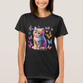 Schattigee regenboogkitten en vlinders Sublimatie  T-shirt (Voorkant)