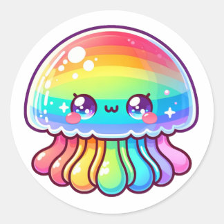 Schattigee regenboogkwal ronde sticker