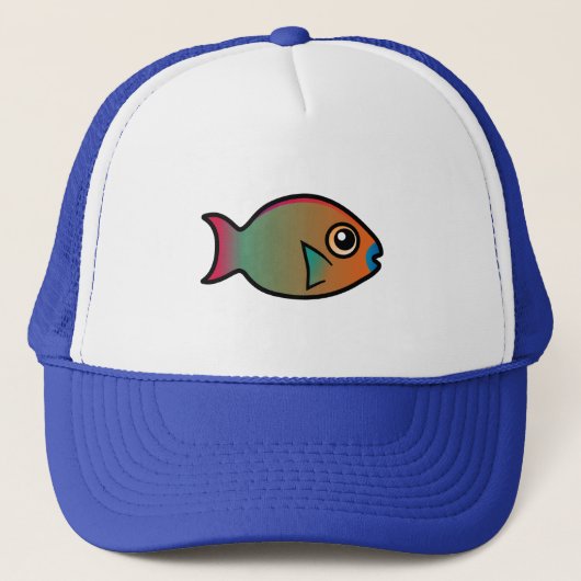 Schattigee regenboogpapegaaivis trucker pet (Voorkant)