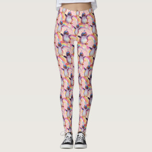Schattigee regenboogpinguïns en sterrenpatronen leggings