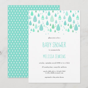 Schattigee regendruppels Baby shower / sprenkelen Kaart