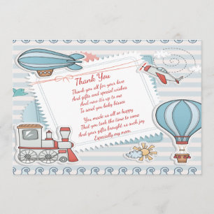 Schattigee reizen thema Baby Boy Shower Dank u Bedankkaart