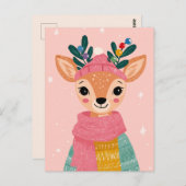Schattigee rendier Waterverf grillige kerst Briefkaart (Voorkant / Achterkant)