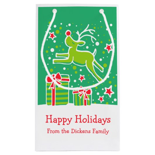 Schattigee rendieren die over de zak van Kerstmisg Klein Cadeauzakje (Achterkant)