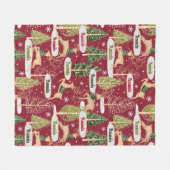 Schattigee rendieren kerstbomen monogram rood fleece deken (Voorkant (Horizontaal))