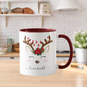 Schattigee rendieren Merry Christmas Gift Maroon C Mok