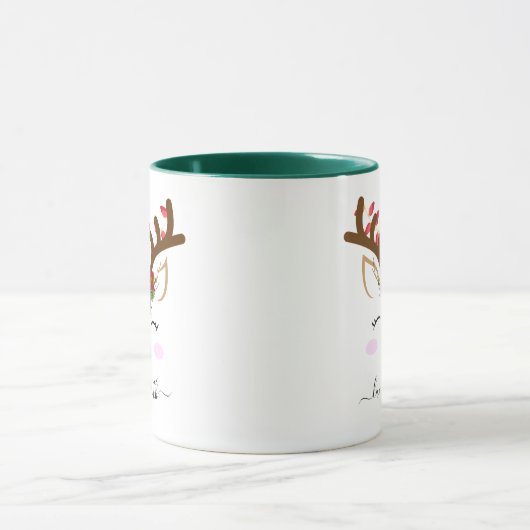 Schattigee rendieren Vrolijk kerstcadeau Groene ko Mok (Midden)