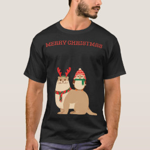 Schattigee rendierotter met pinguïn t-shirt