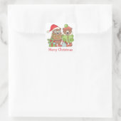 Schattigee Retro Afbeelding Kerst Beren Vierkante Sticker (Tas)