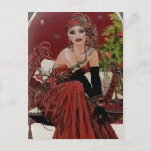 Schattigee retro art deco dame feestdagenkaart (Voorkant)