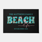 Schattigee Retro Beach Life Aangepaste naam Deurmat (Voorkant)