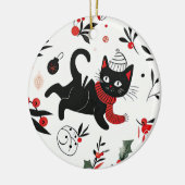Schattigee Retro Black Cat Christmas Keramisch Ornament (Links)