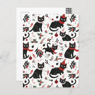 Schattigee Retro Black Cats Kerst Briefkaart