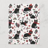 Schattigee Retro Black Cats Kerst Briefkaart (Voorkant)