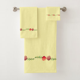 Schattigee retro bloemen Lichte mosterd achtergron Bad Handdoek