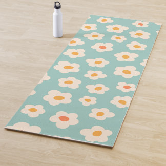 Schattigee Retro Blue Daisy Pattern Fitness Yoga M Yogamat
