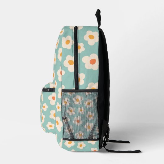 Schattigee Retro Blue Daisy Pattern Rugzak (Rechts)