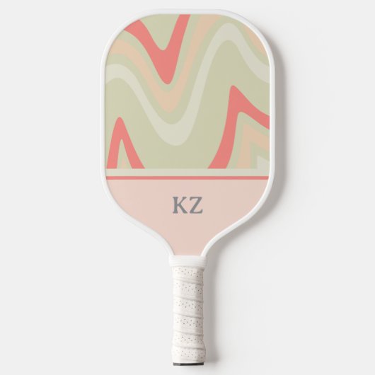 Schattigee Retro Blush Roze Monogrammed Initialen Pickleball Paddle (Voorkant)