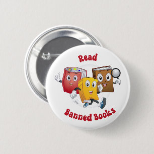 Schattigee retro boeken - Lees verboden boeken Ronde Button 5,7 Cm