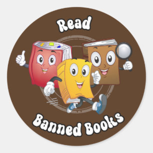Schattigee retro boeken - Lees verboden boeken Ronde Sticker