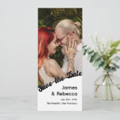 Schattigee retro boho minimalistische eigenzinnige save the date (Staand voorkant)