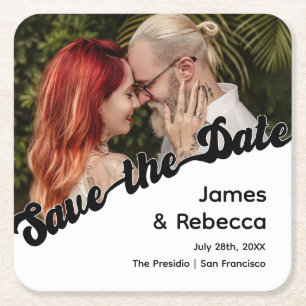 Schattigee retro boho minimalistische eigenzinnige vierkante kartonnen onderzetter