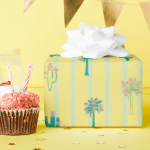 Schattigee Retro Cactus & Palmbomen Gift Wrap Pape Cadeaupapier