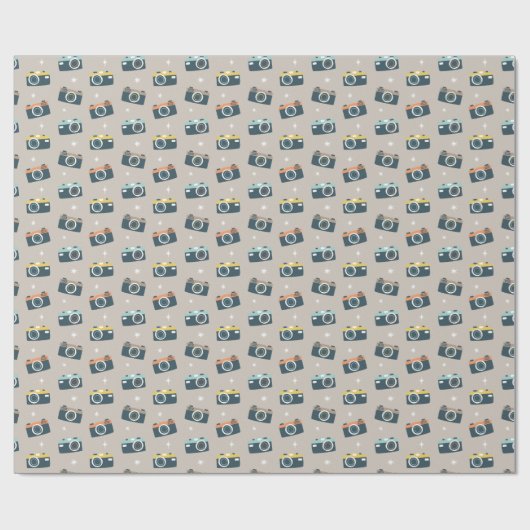 Schattigee Retro Camera's op Zand Cadeaupapier (Vlak)