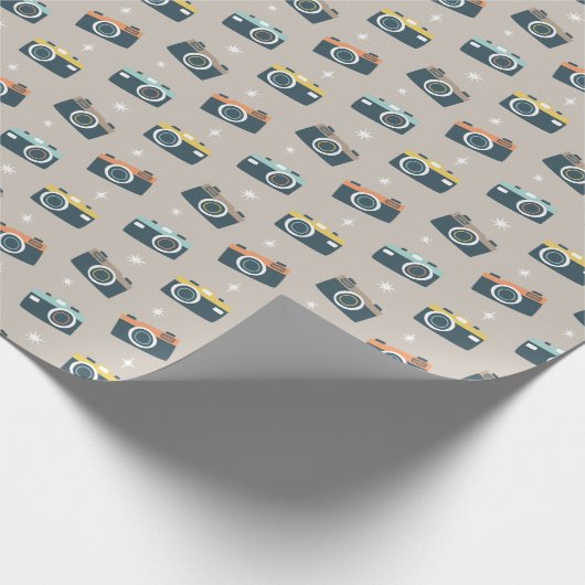 Schattigee Retro Camera's op Zand Cadeaupapier (Hoek)