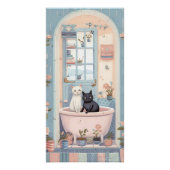 Schattigee Retro Cat en Kitten in de Bath Perfect Poster (Voorkant)