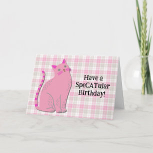 Schattigee Retro Cat in Roze Leuke Pun Verjaardag  Kaart