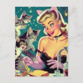 Schattigee Retro Cat Pin-up Briefkaart (Voorkant)